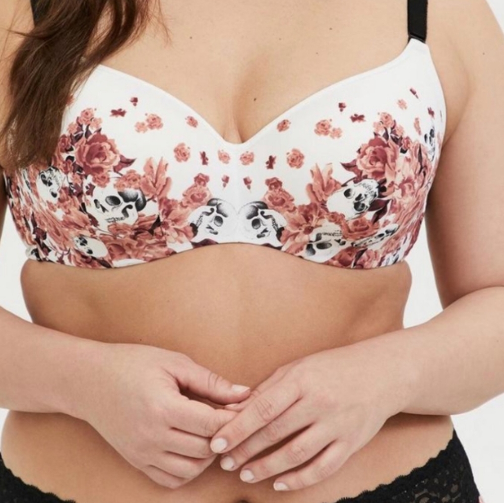 Torrid Floral Skull 42D Dusty Rose